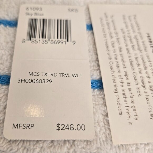 Brand New Coach Wallet Light Blue Leather - Picture 4 of 4